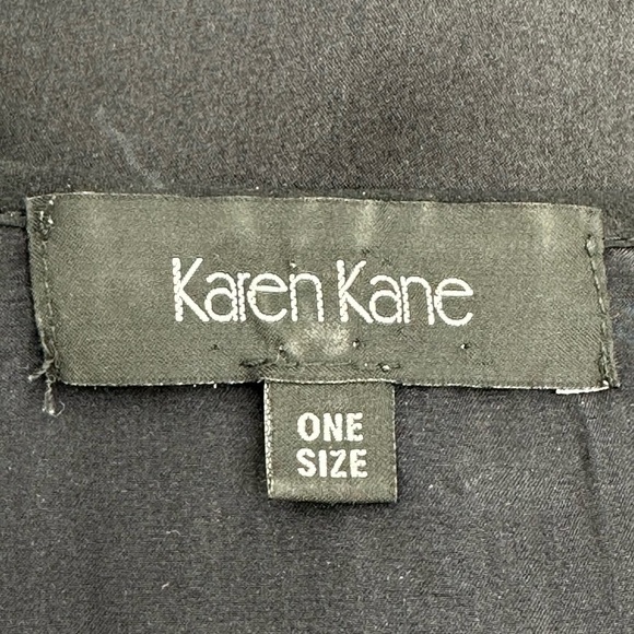 Karen Kane Silk Scarf Print Flutter Kimono Blouse Top Keyhole Tie Front One Size - Picture 5 of 7